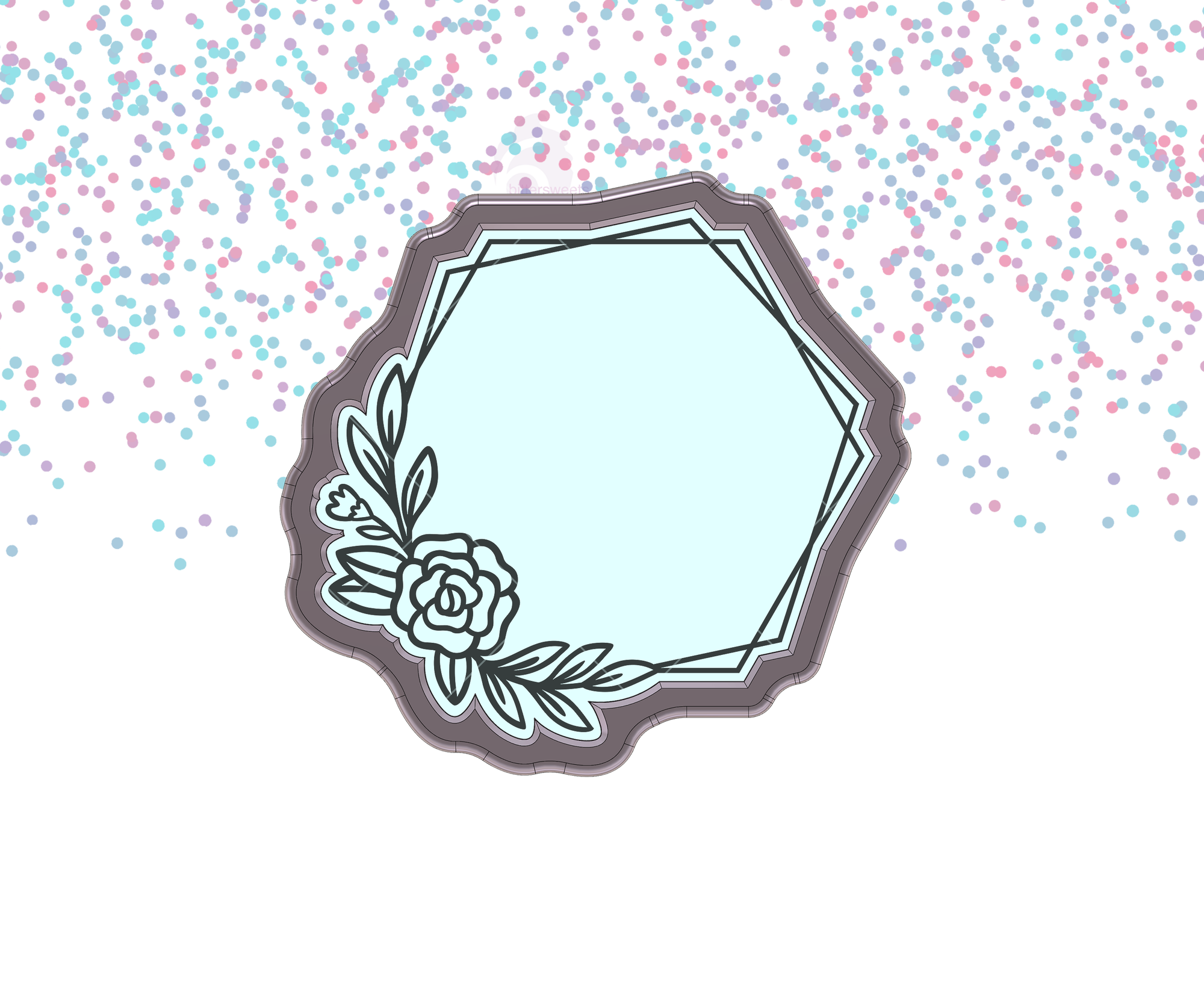 Floral Geometric Hexagon Plaque 1 Cookie Cutter