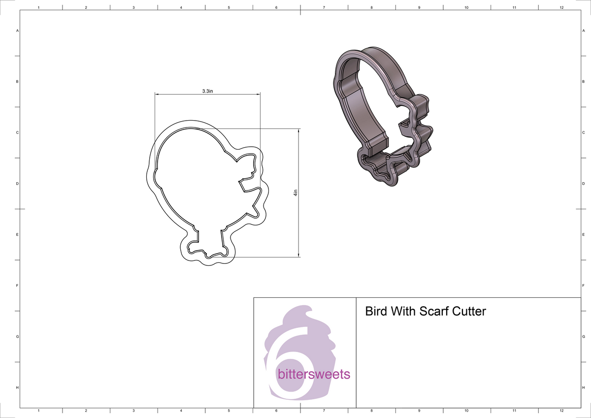 Bird With Scarf Cookie Cutter