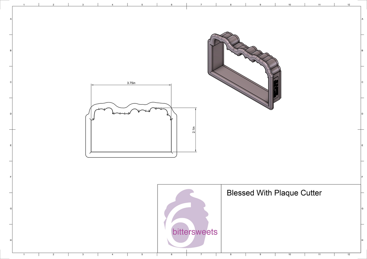 DIGITAL STL Download For Blessed With Lettered Plaque Cookie Cutter