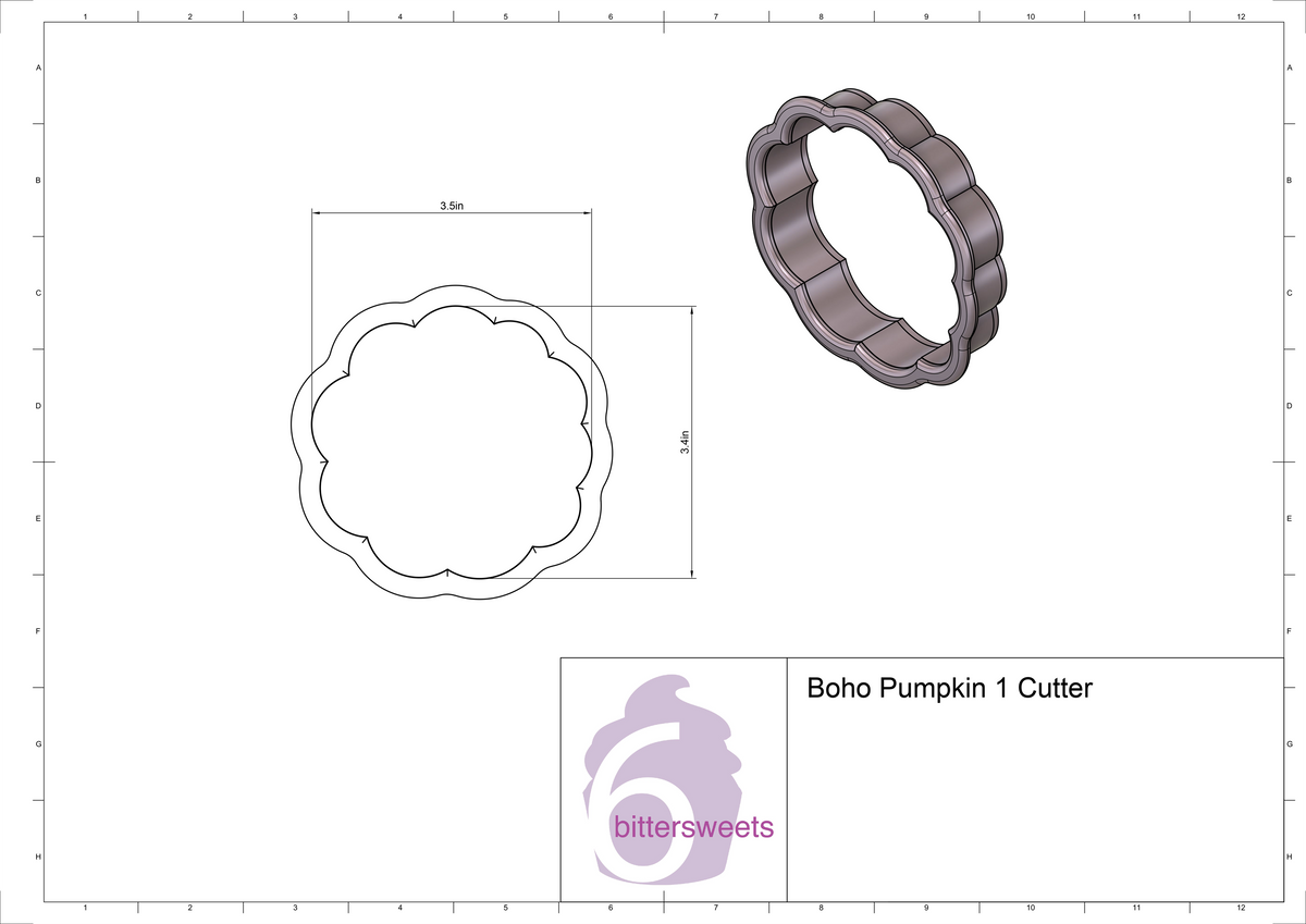 DIGITAL STL Download For Boho Pumpkin 1 Cookie Cutter