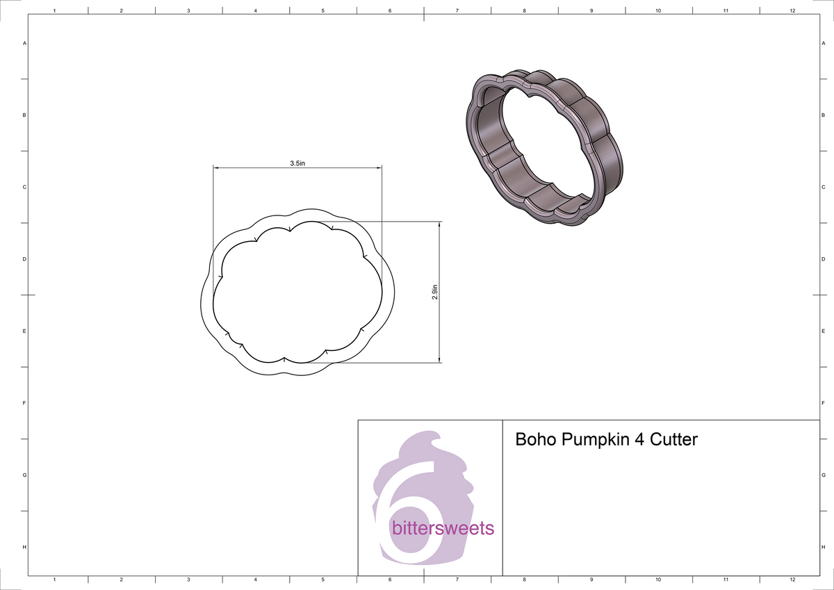 DIGITAL STL Download For Boho Pumpkin 4 Cookie Cutter