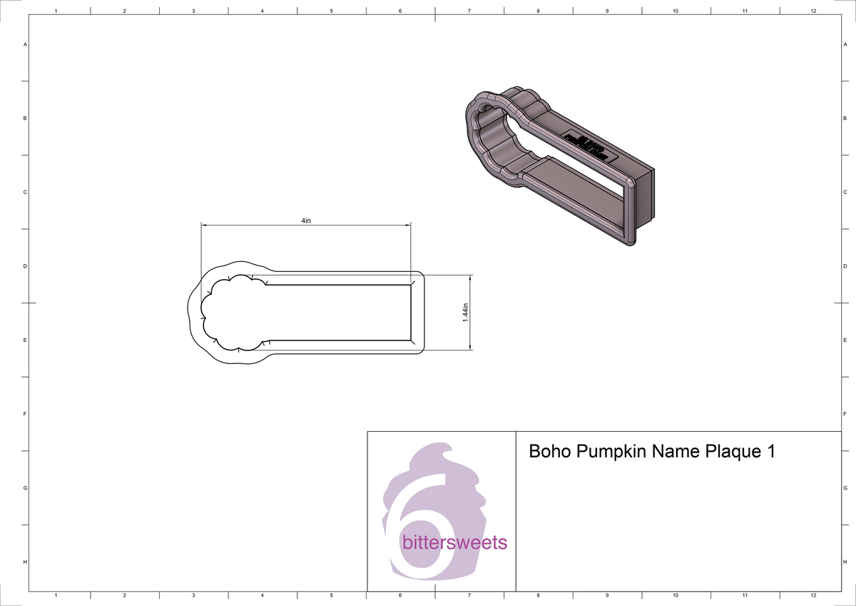 Boho Pumpkin Name Plaque 1 Cookie Cutter