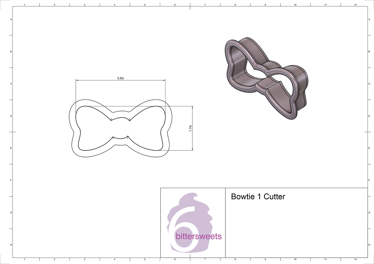 DIGITAL STL Download For Bowtie 1 Cookie Cutter