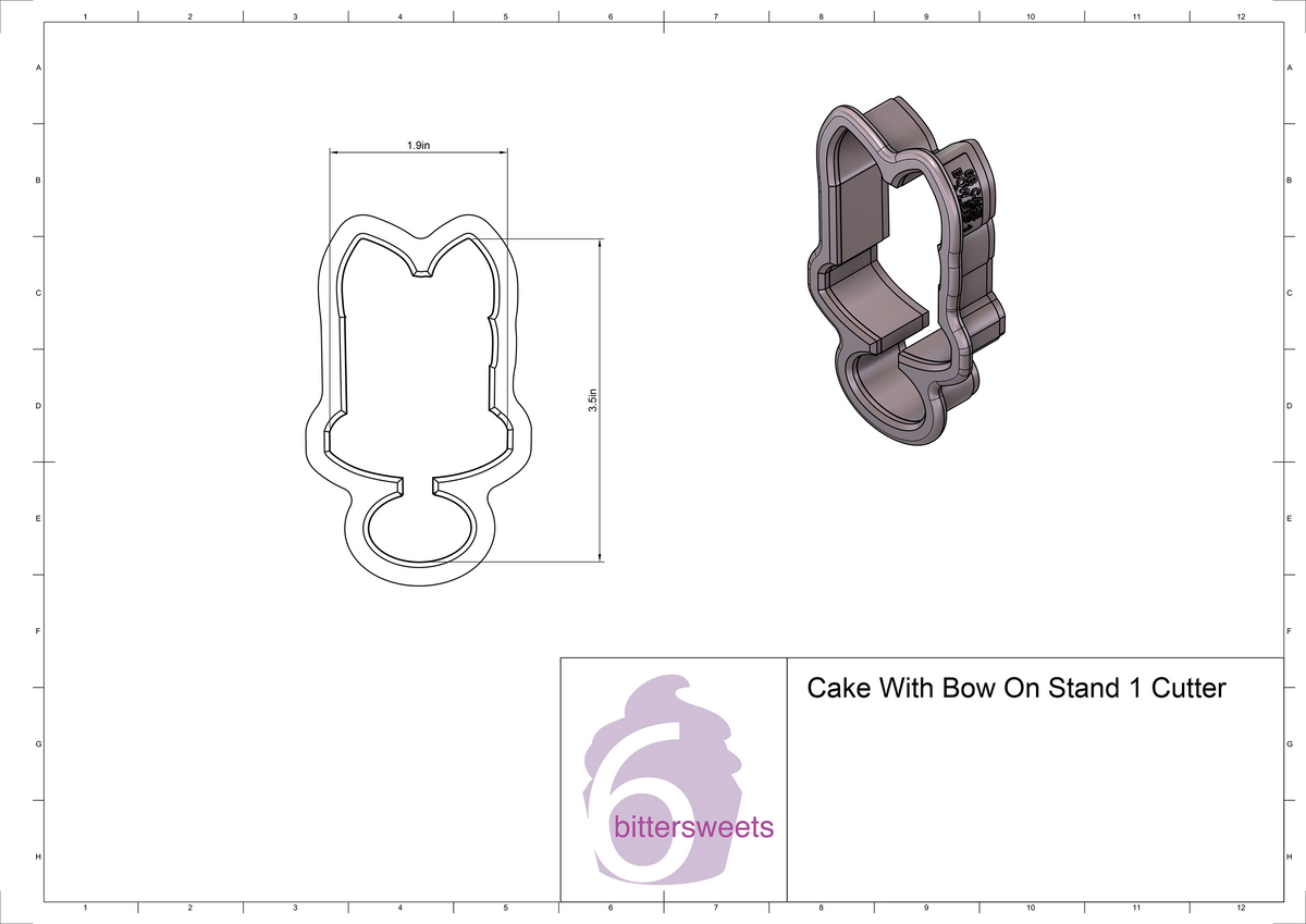 DIGITAL STL Download For Cake With Bow On Stand 1 Cookie Cutter