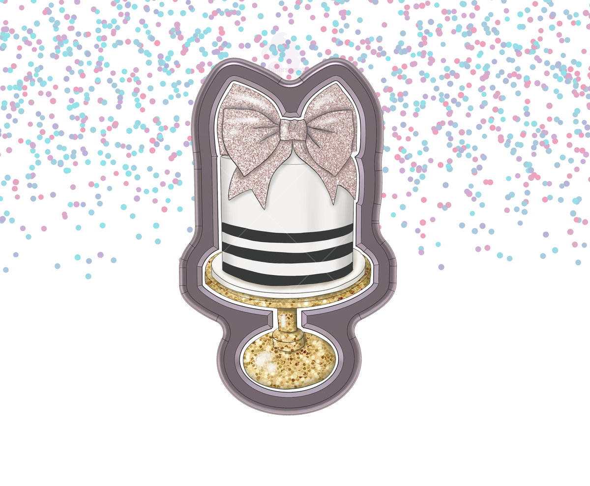 Cake With Bow On Stand 1 Cookie Cutter