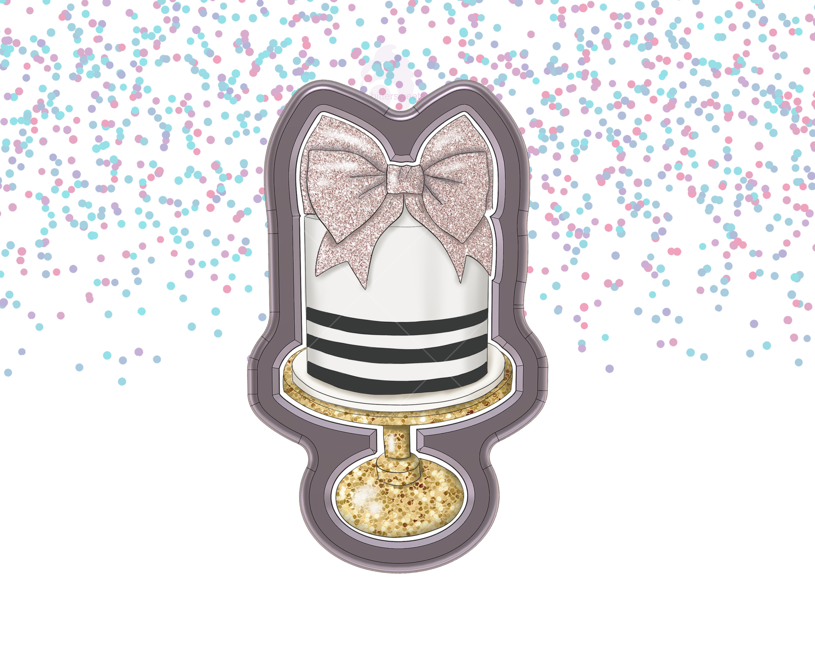 Cake With Bow On Stand 1 Cookie Cutter