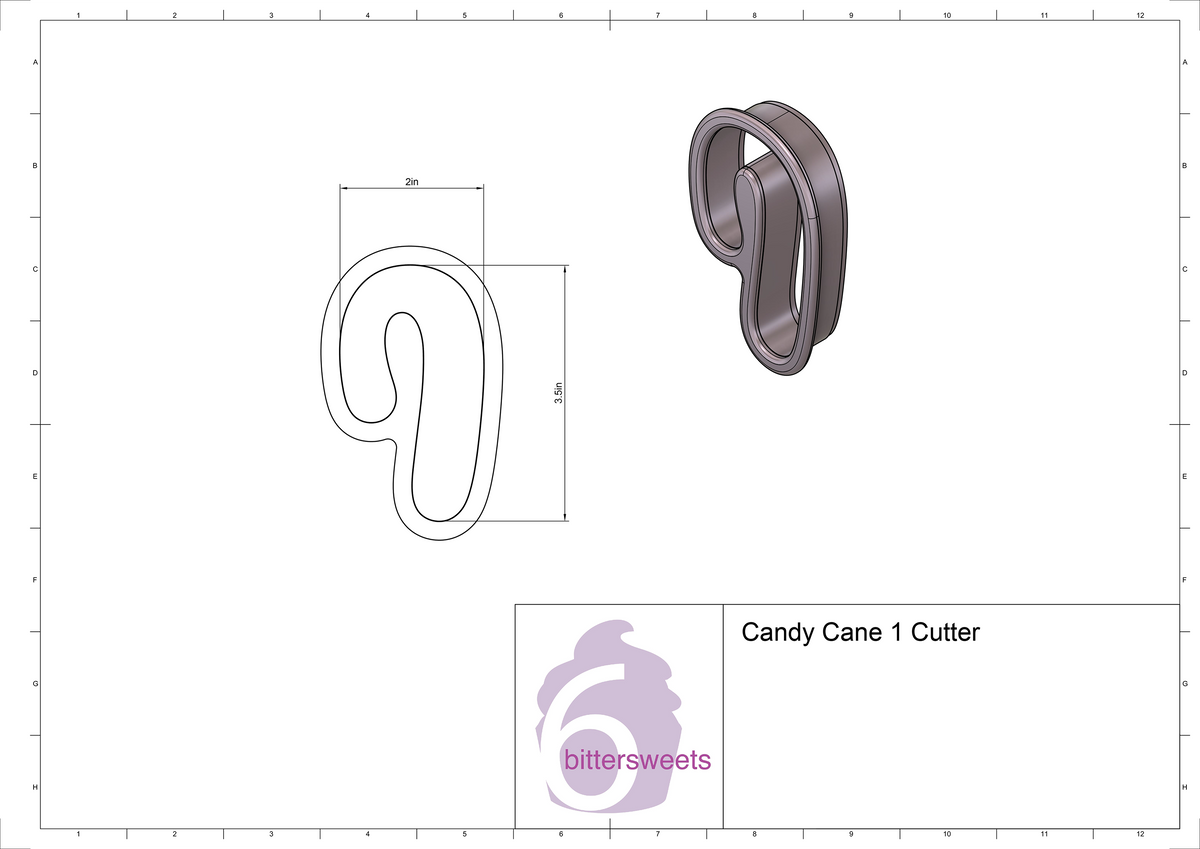 DIGITAL STL Download For Candy Cane 1 Cookie Cutter
