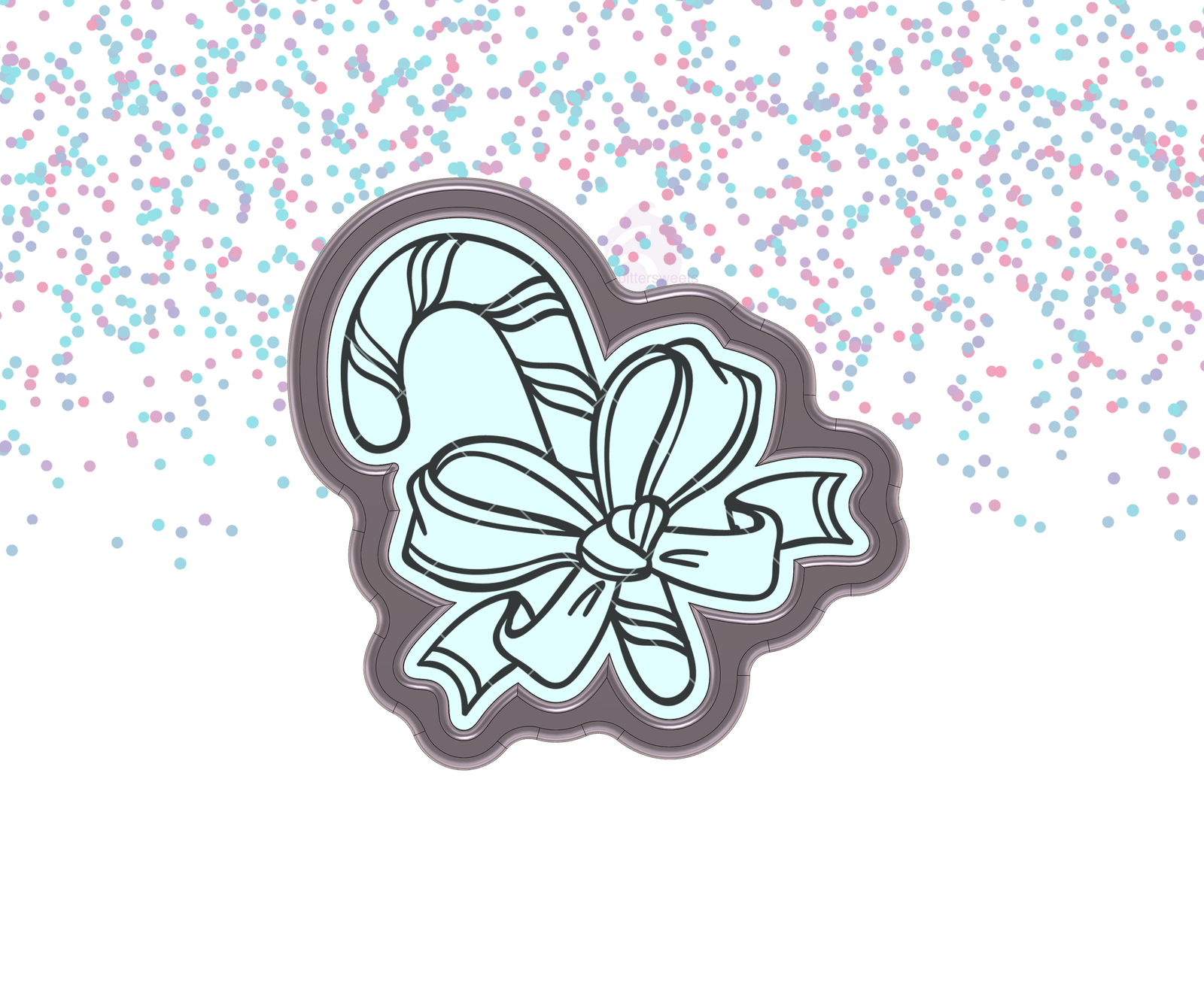 DIGITAL STL Download For Candy Cane With Bow 1 Cookie Cutter