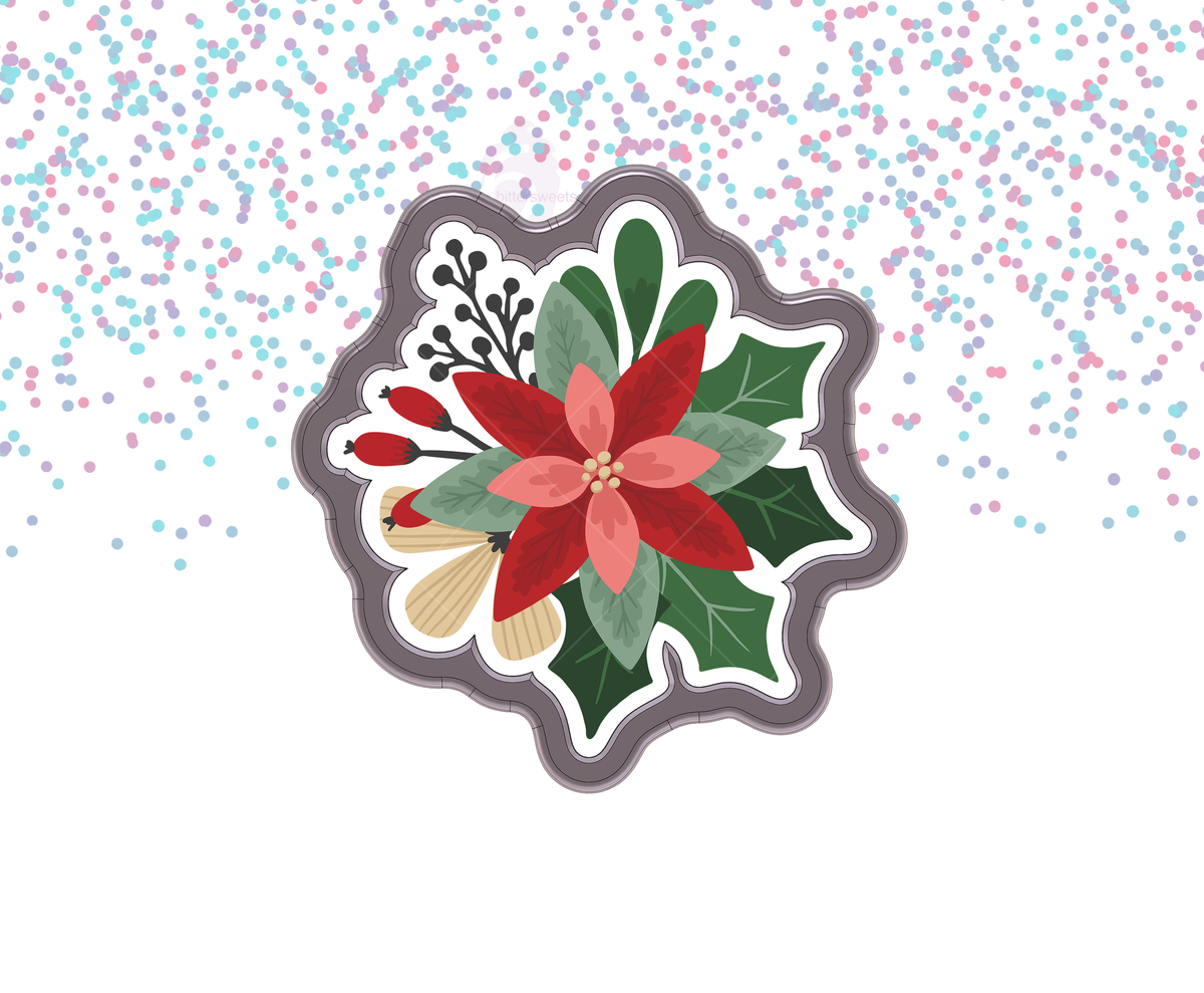 DIGITAL STL Download For Christmas Floral Plaque 1 Cookie Cutter