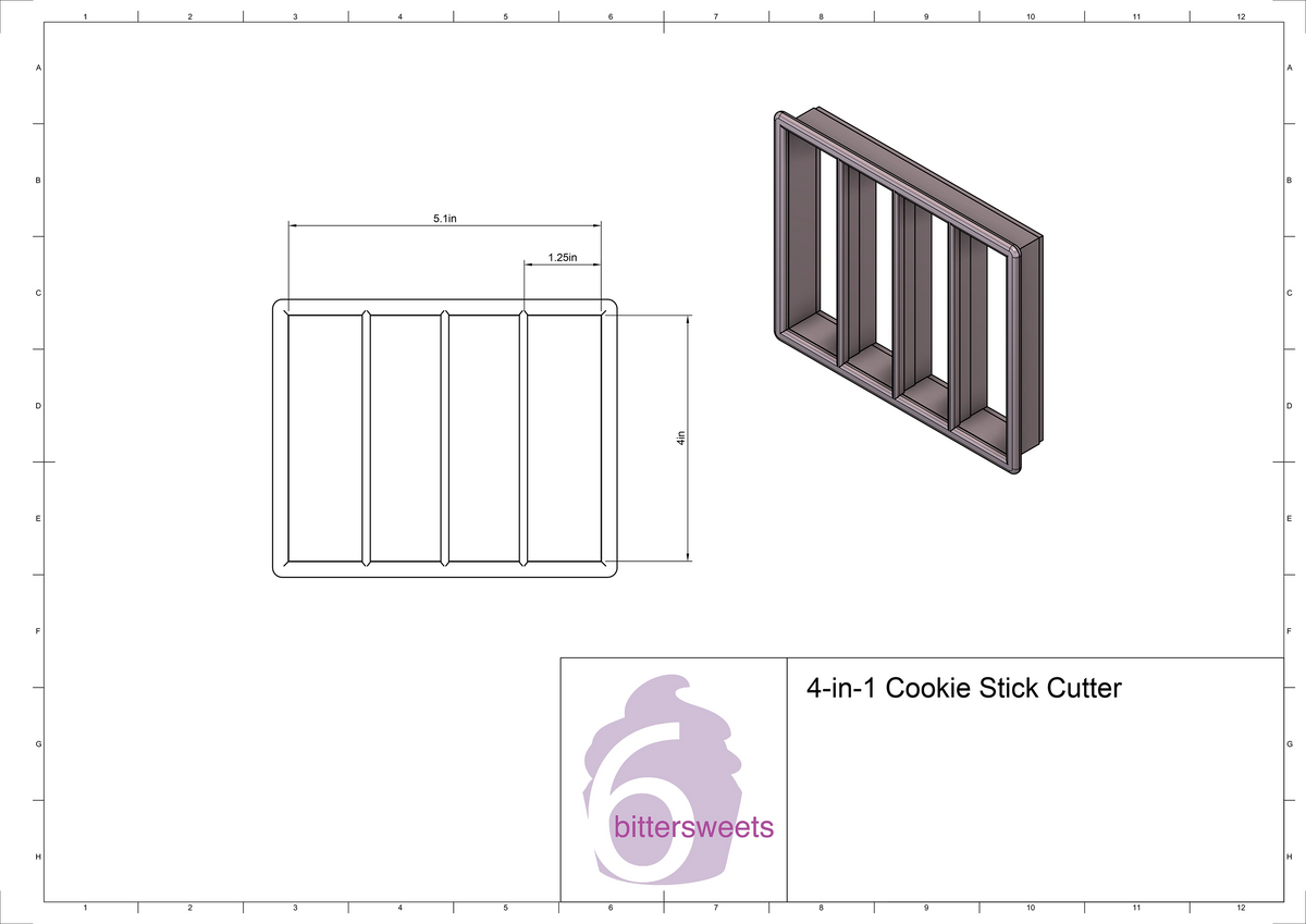 DIGITAL STL Download For 4-in-1 Cookie Stick Cutter