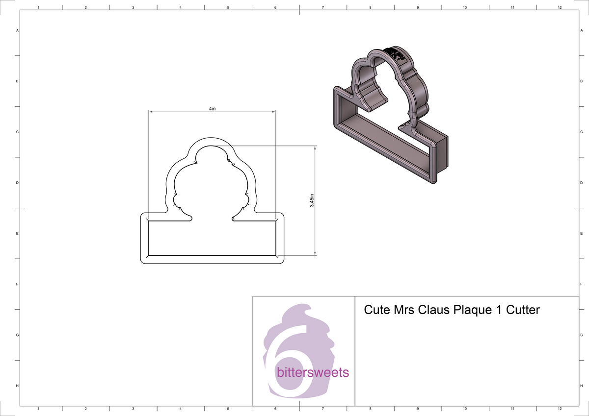 Cute Mrs Claus Plaque Cookie Cutter