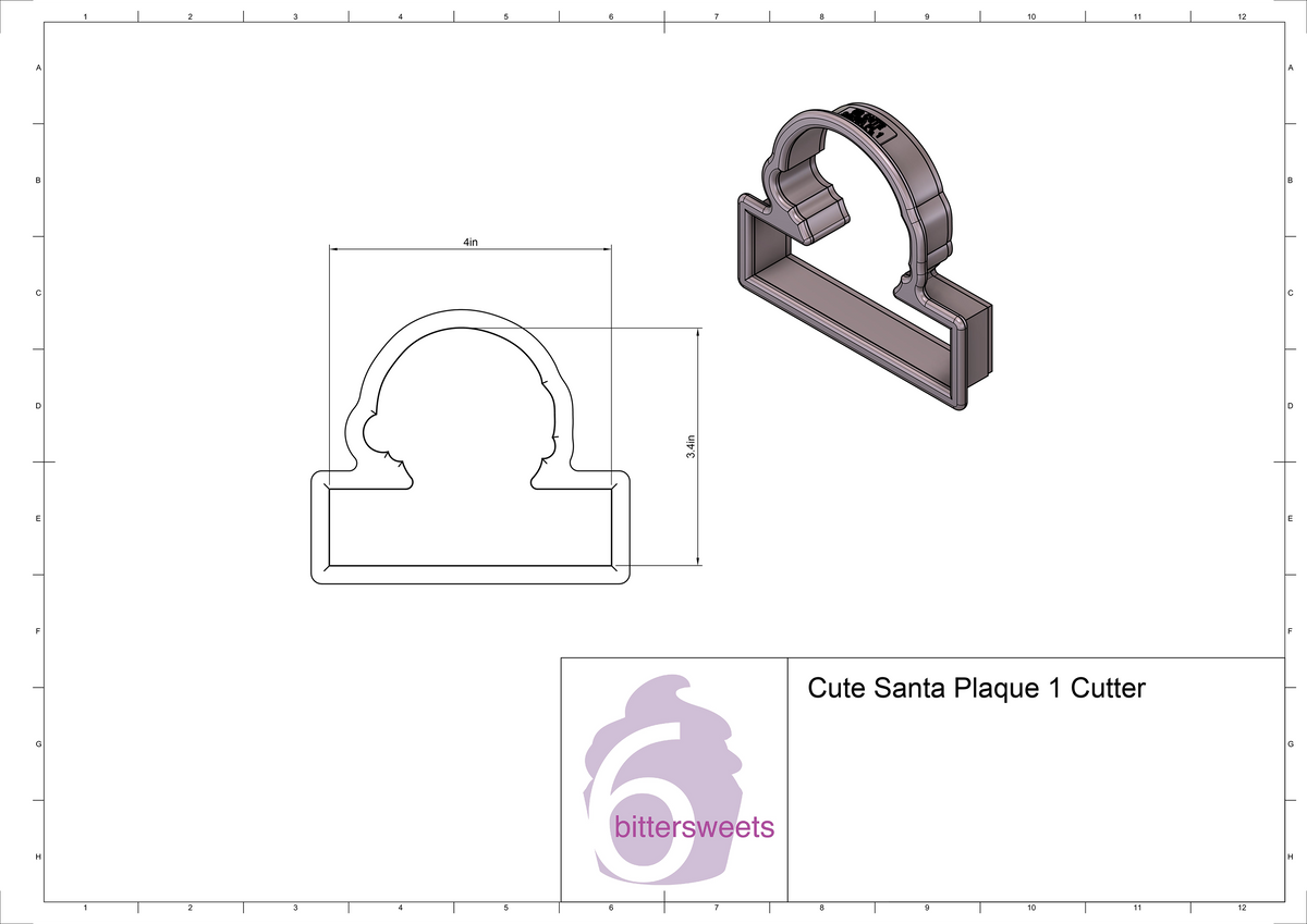 DIGITAL STL Download For Cute Santa Plaque 1 Cookie Cutter