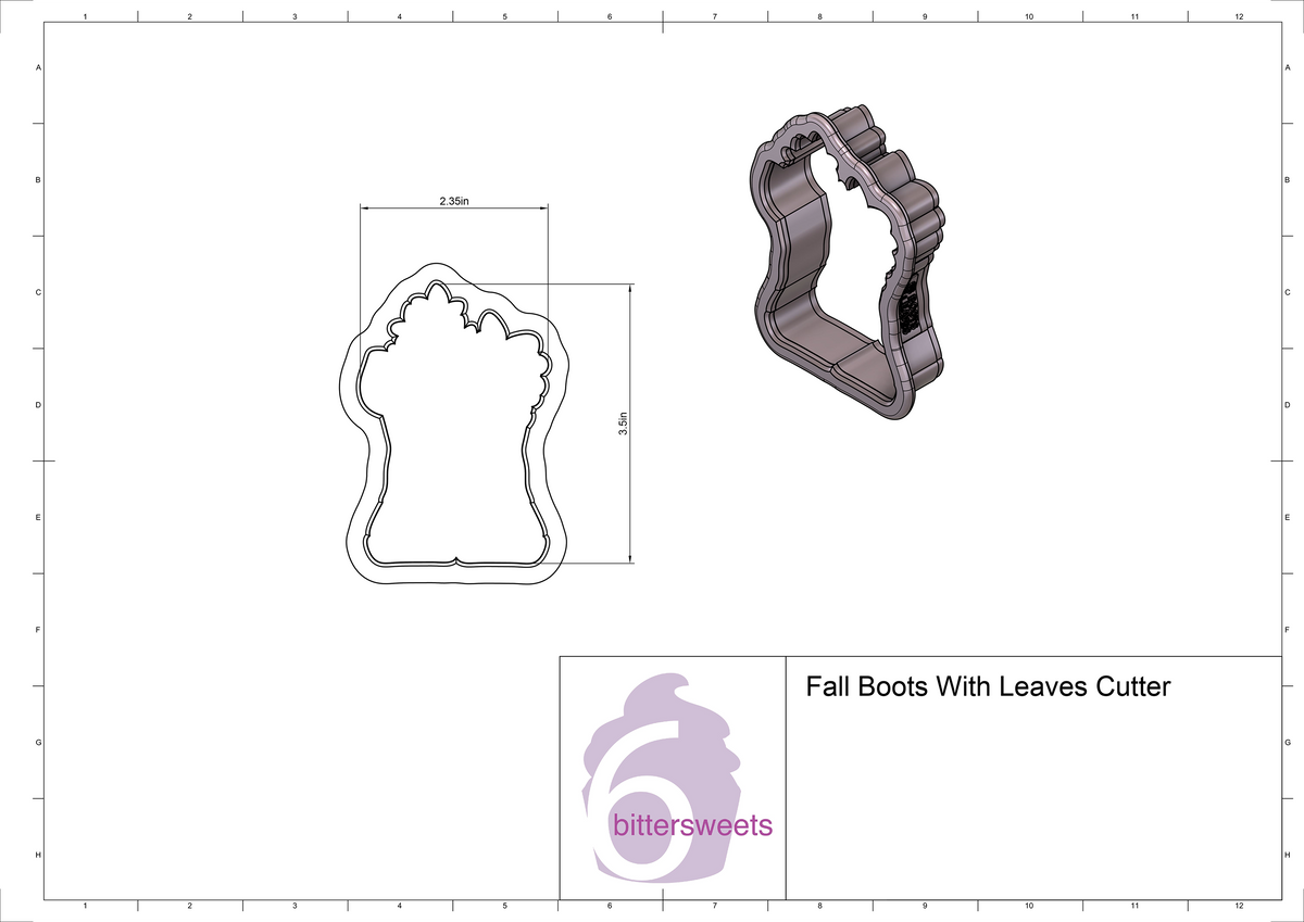 Fall Boots With Leaves Cookie Cutter