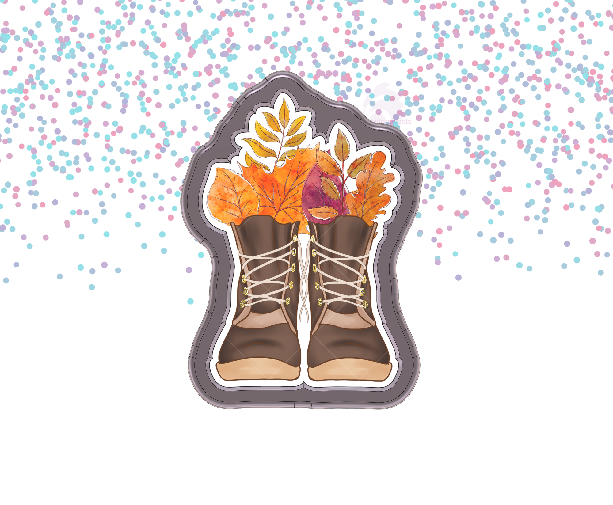 Fall Boots With Leaves Cookie Cutter