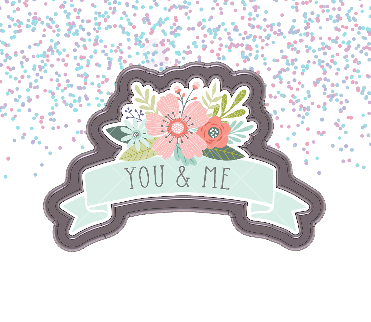 Floral Banner Plaque 2 Cookie Cutter