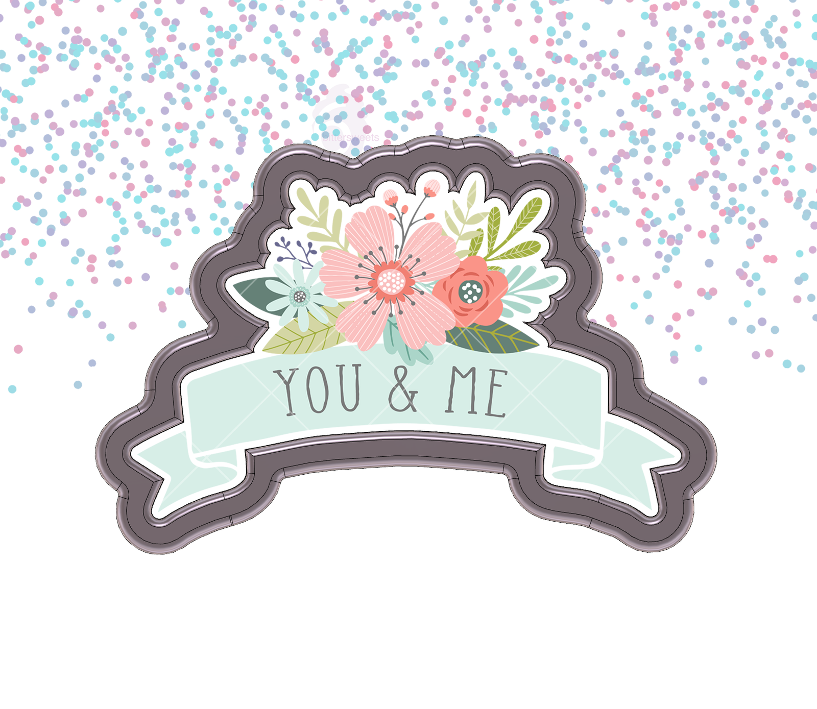 Floral Banner Plaque 2 Cookie Cutter