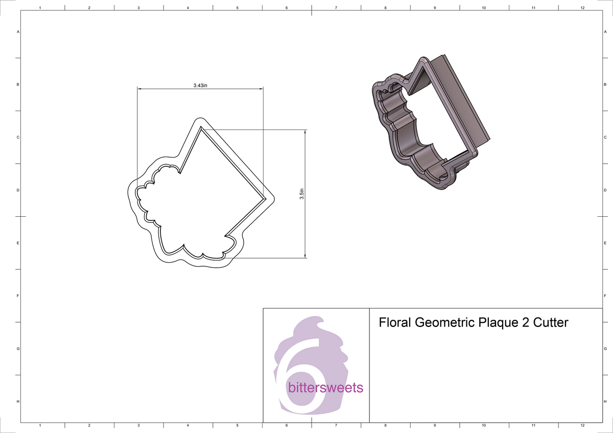Floral Geometric Plaque 2 Cookie Cutter
