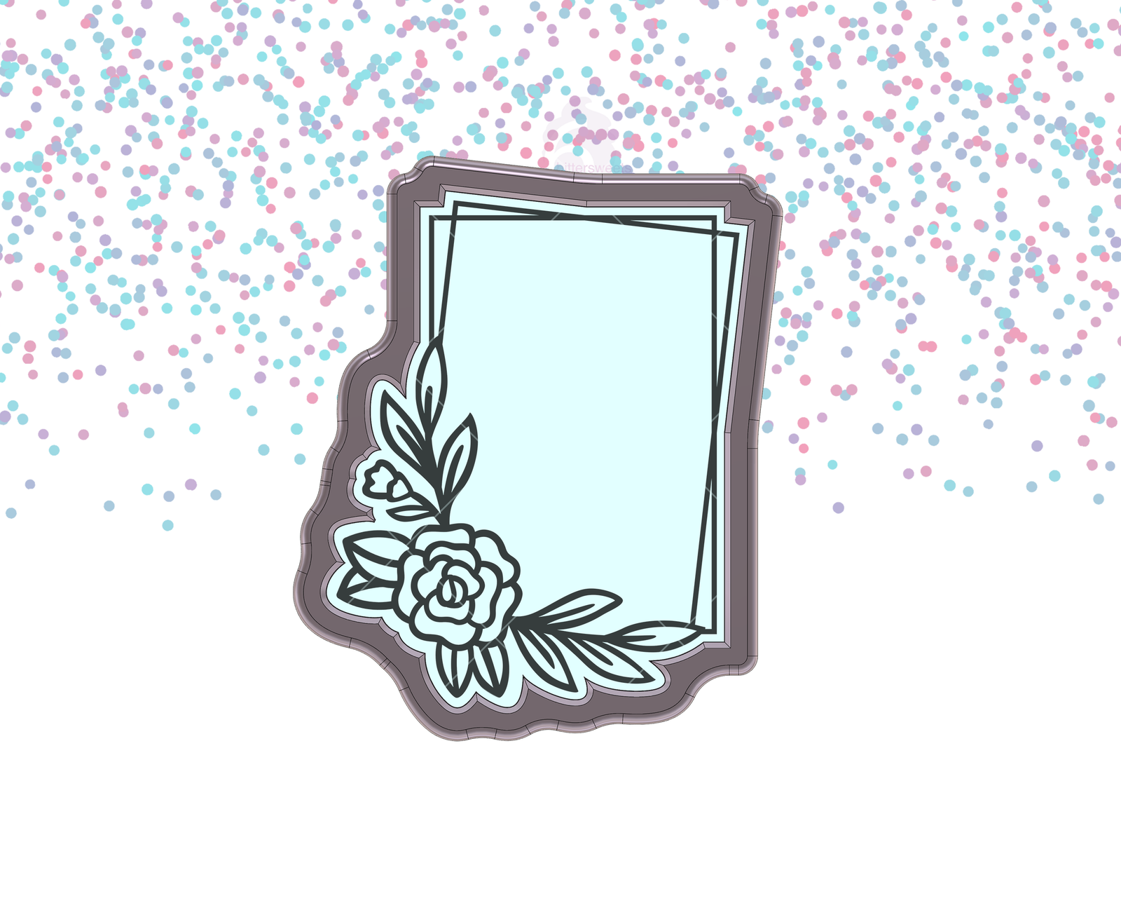 DIGITAL STL Download For Floral Geometric Rectangle Plaque 1 Cookie Cutter
