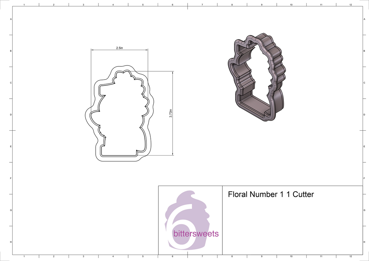 DIGITAL STL Download For Floral Number 1 1 Cookie Cutter