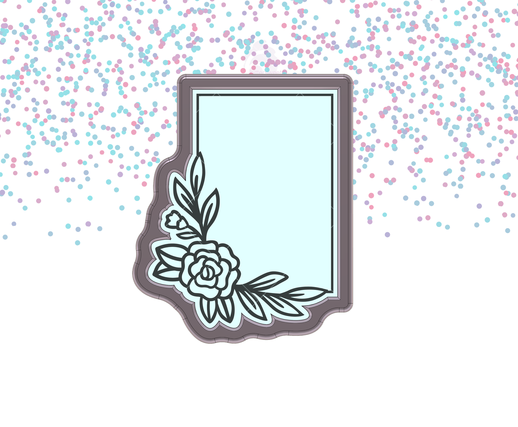Floral Rectangle Plaque 1 Cookie Cutter