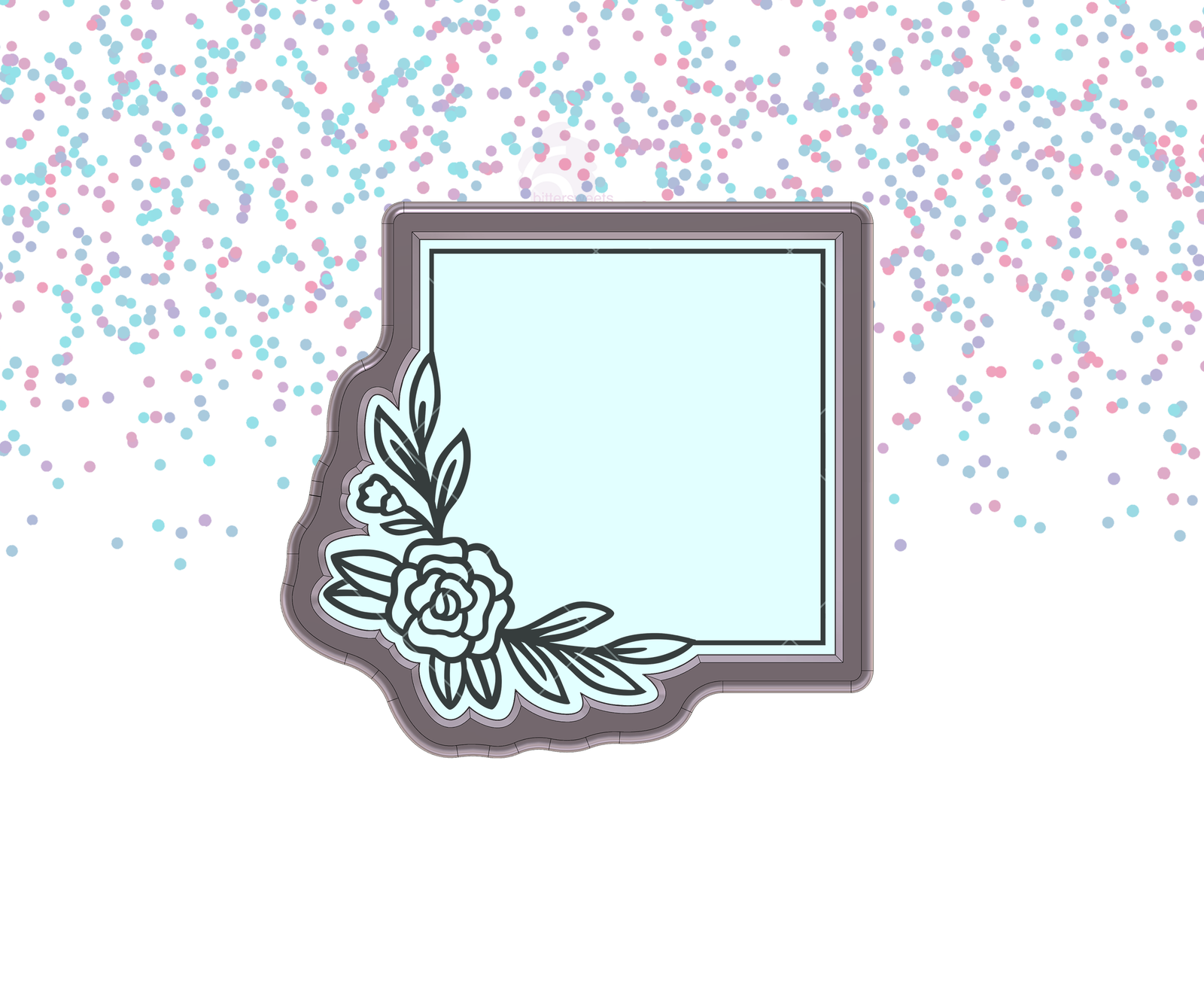 Floral Square Plaque 1 Cookie Cutter