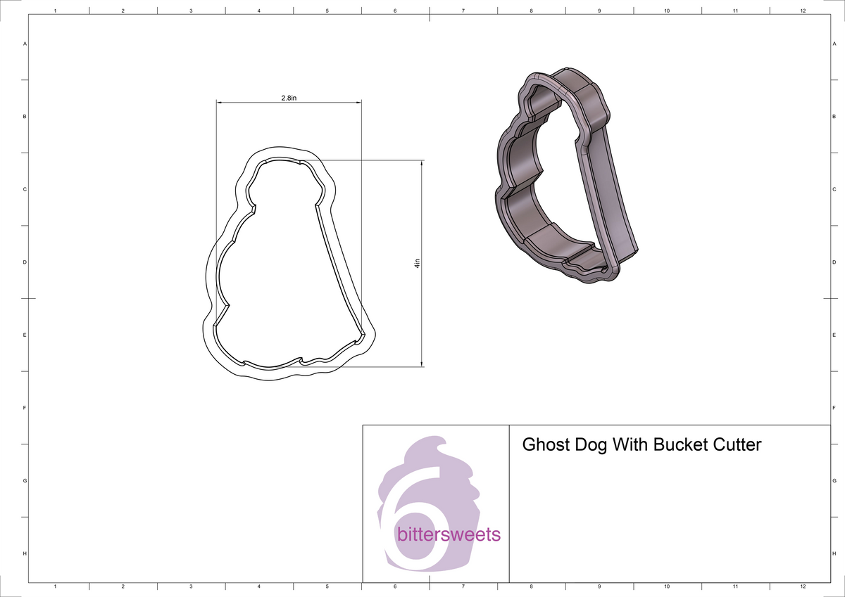 DIGITAL STL Download For Ghost Dog With Bucket Cookie Cutter