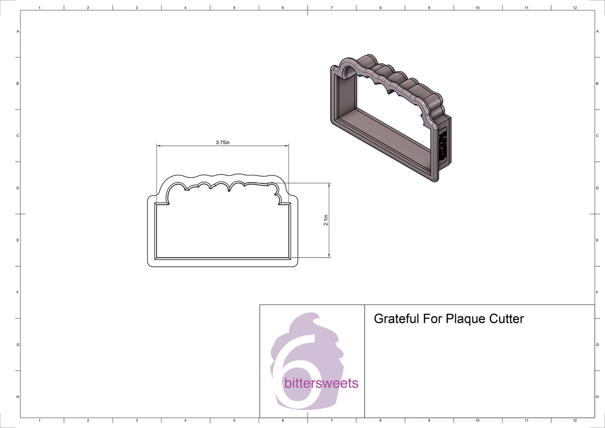 DIGITAL STL Download For Grateful For Lettered Plaque Cookie Cutter