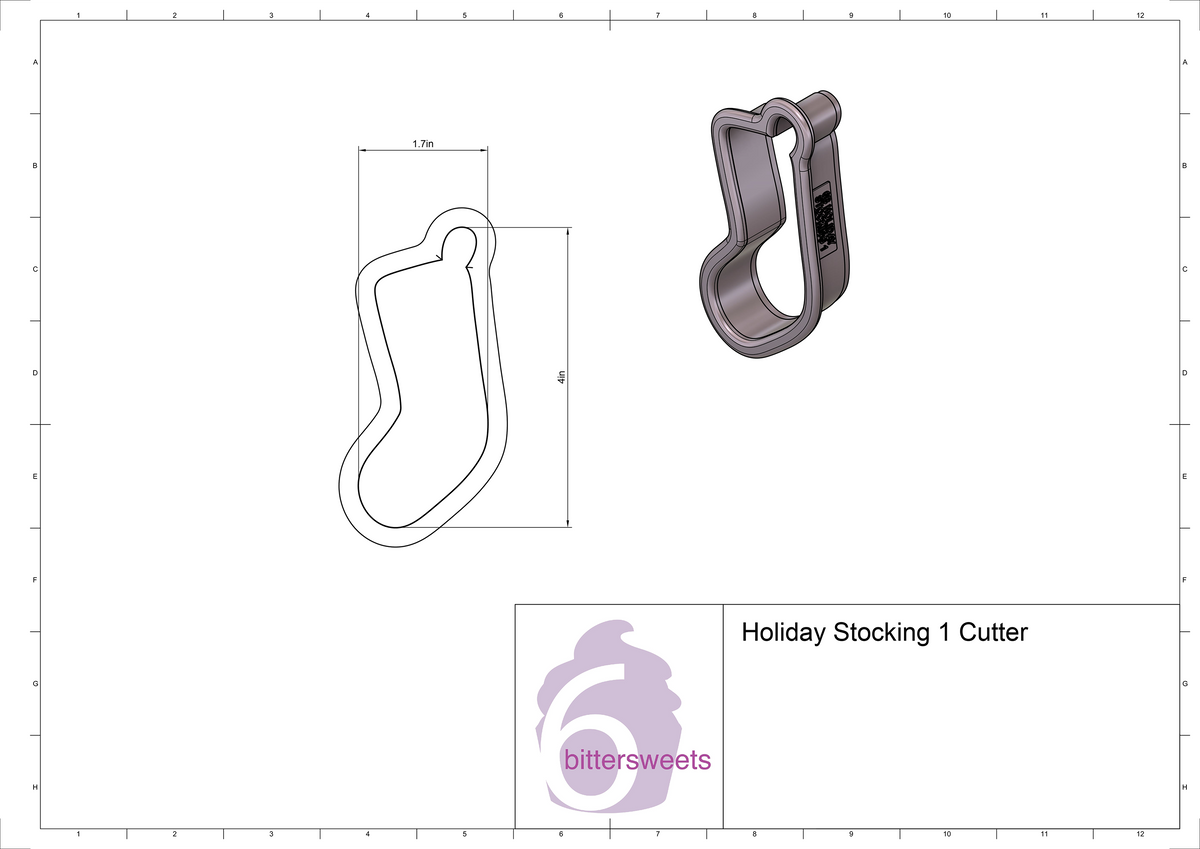 DIGITAL STL Download For Holiday Stocking 1 Cookie Cutter