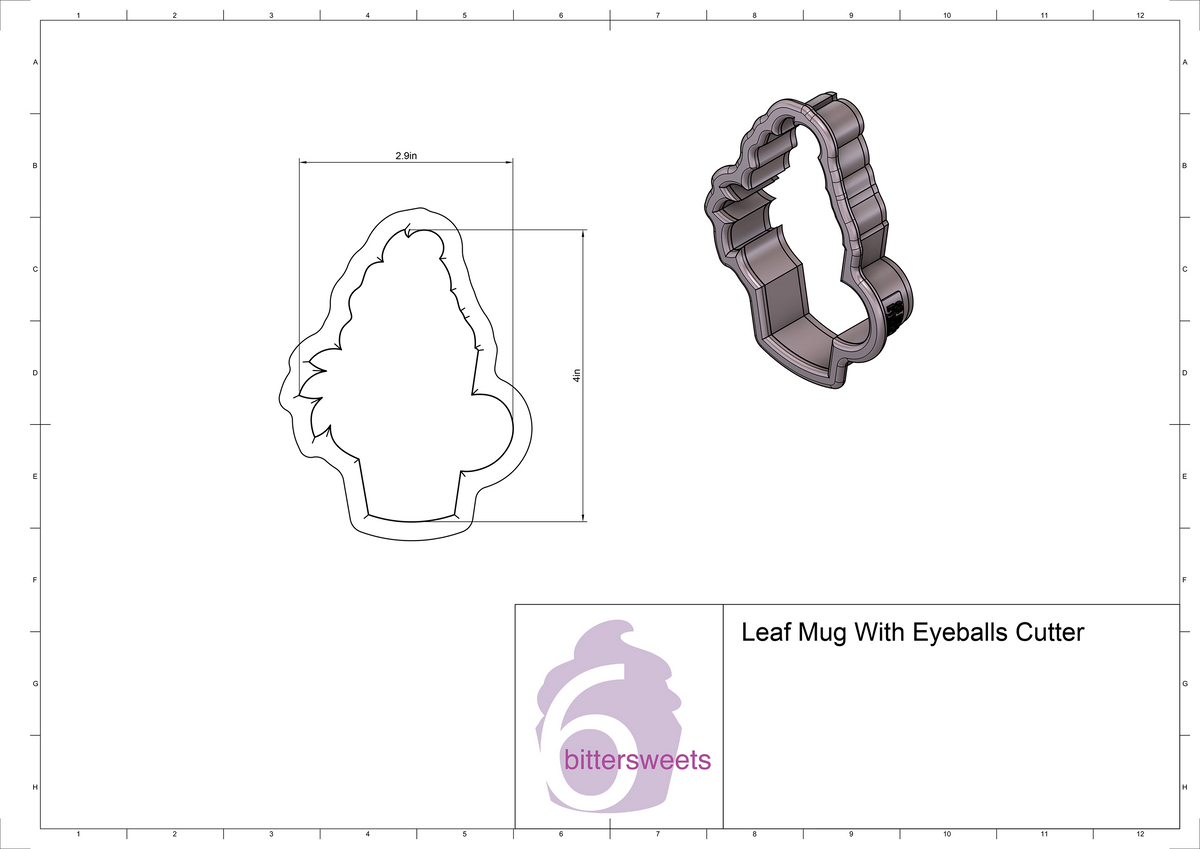 DIGITAL STL Download For Leaf Mug With Eyeballs Cookie Cutter