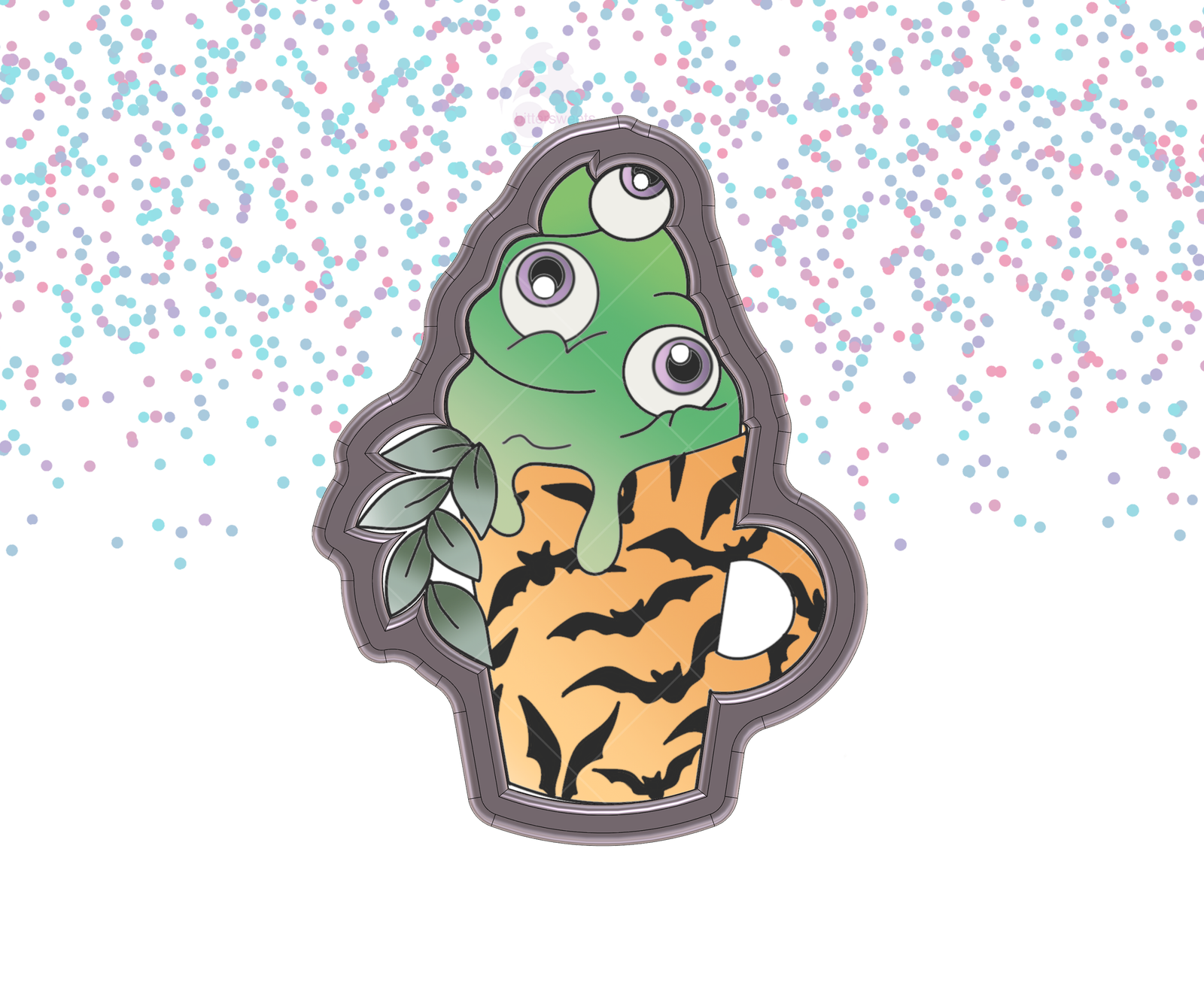 DIGITAL STL Download For Leaf Mug With Eyeballs Cookie Cutter