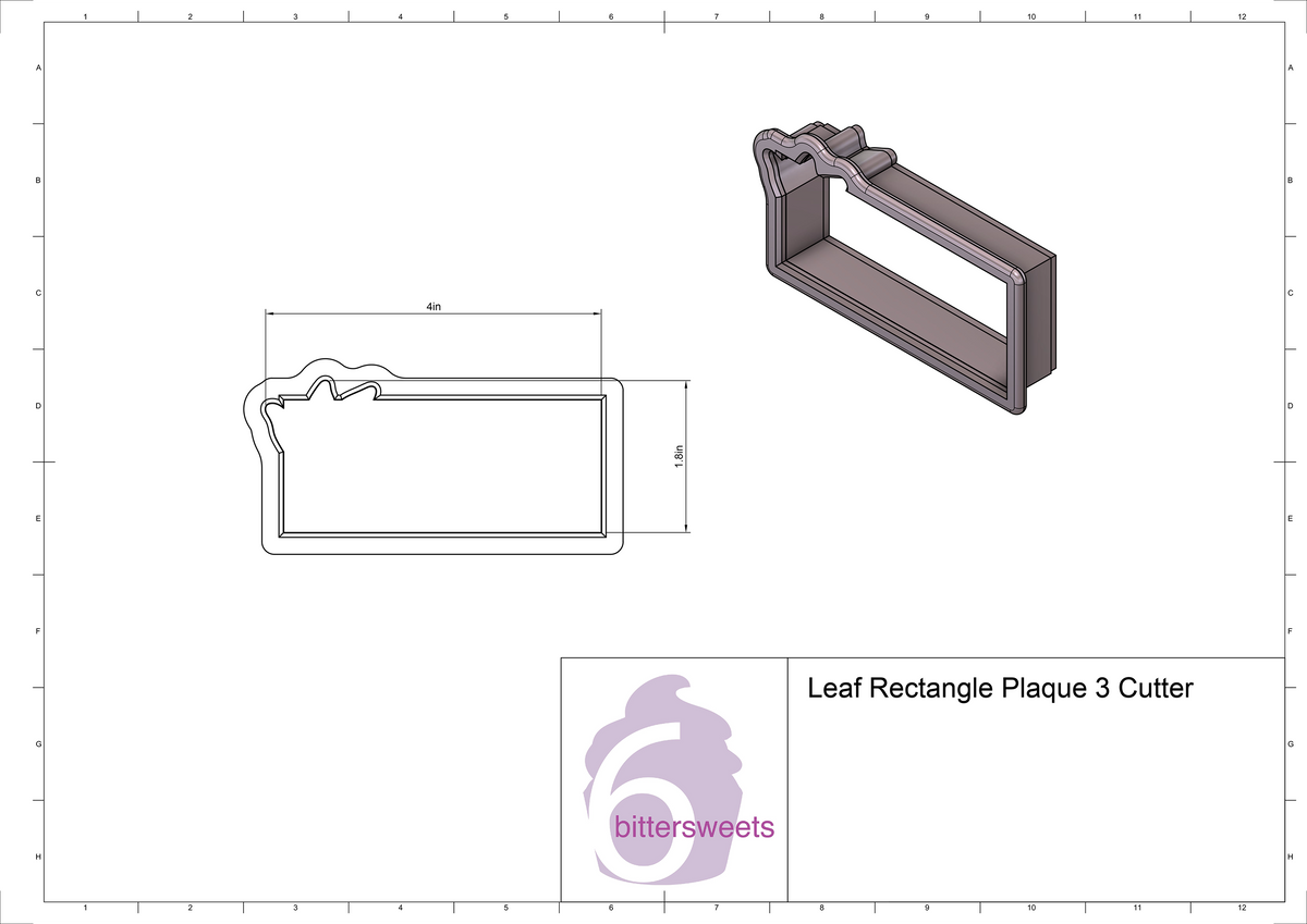 Leaf Rectangle Plaque 3 Cookie Cutter