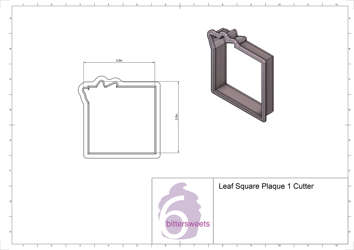 Leaf Square Plaque 1 Cookie Cutter
