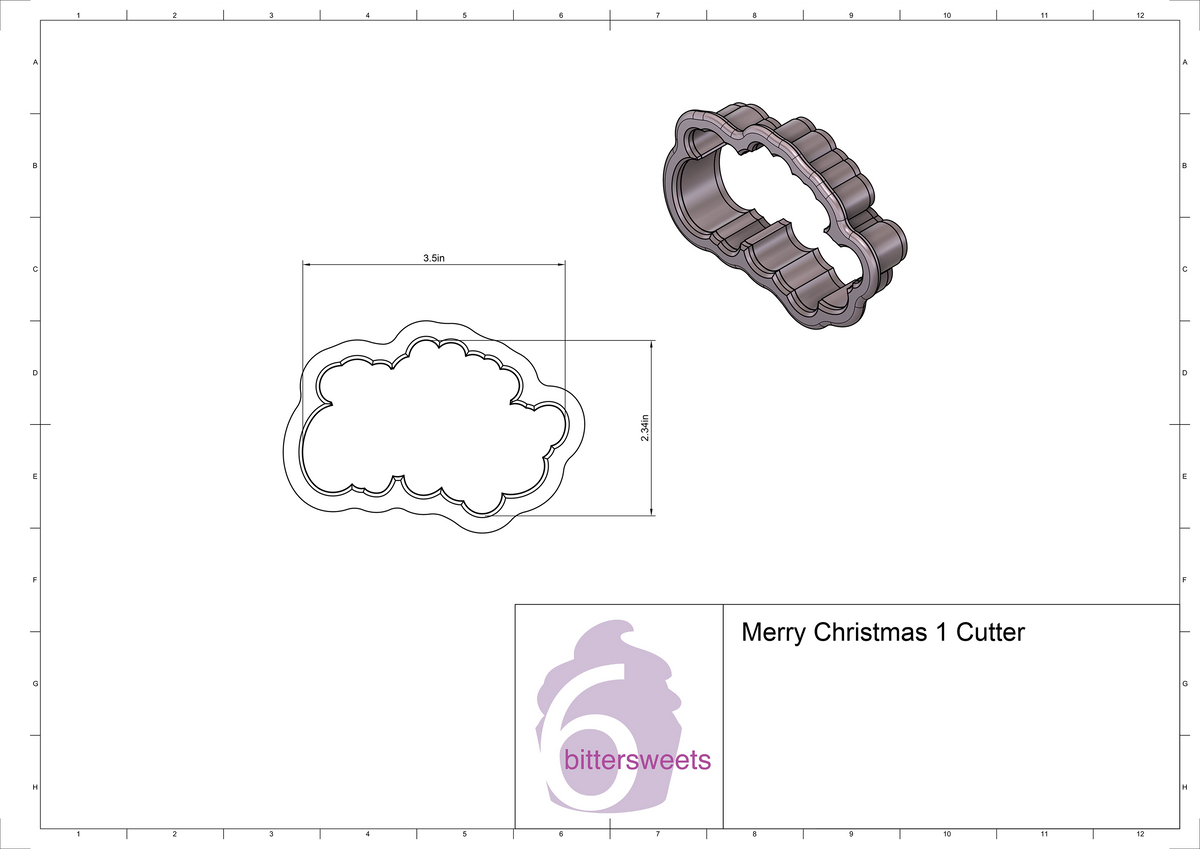 DIGITAL STL Download For Merry Christmas 1 Lettered Cookie Cutter