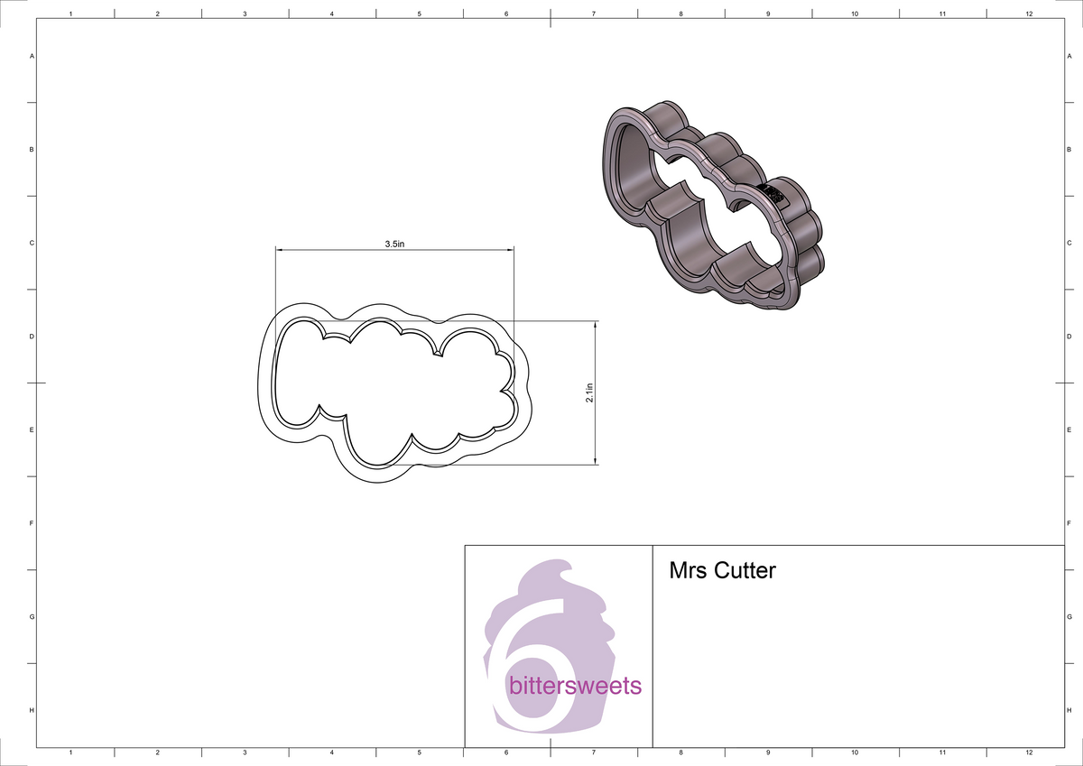 DIGITAL STL Download For Mrs Lettered Cookie Cutter