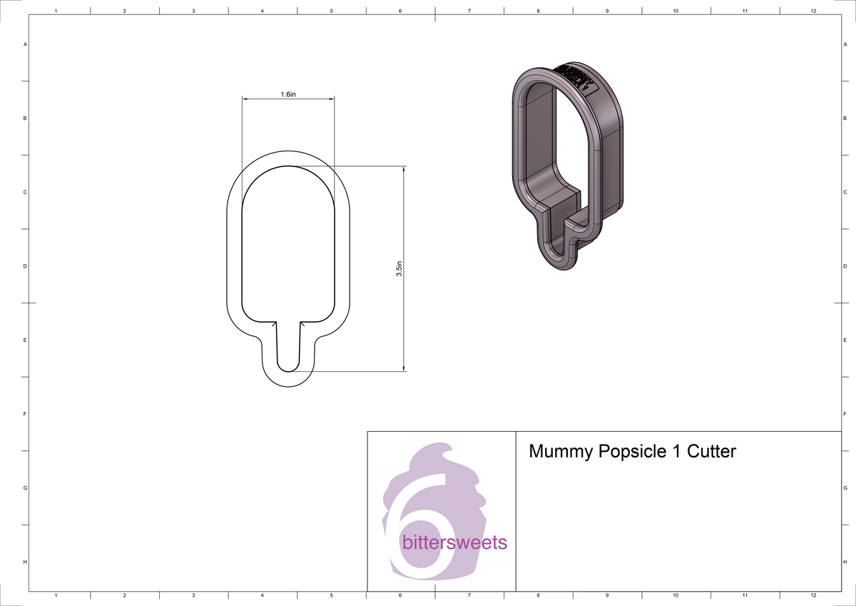 Mummy Popsicle 1 Cookie Cutter