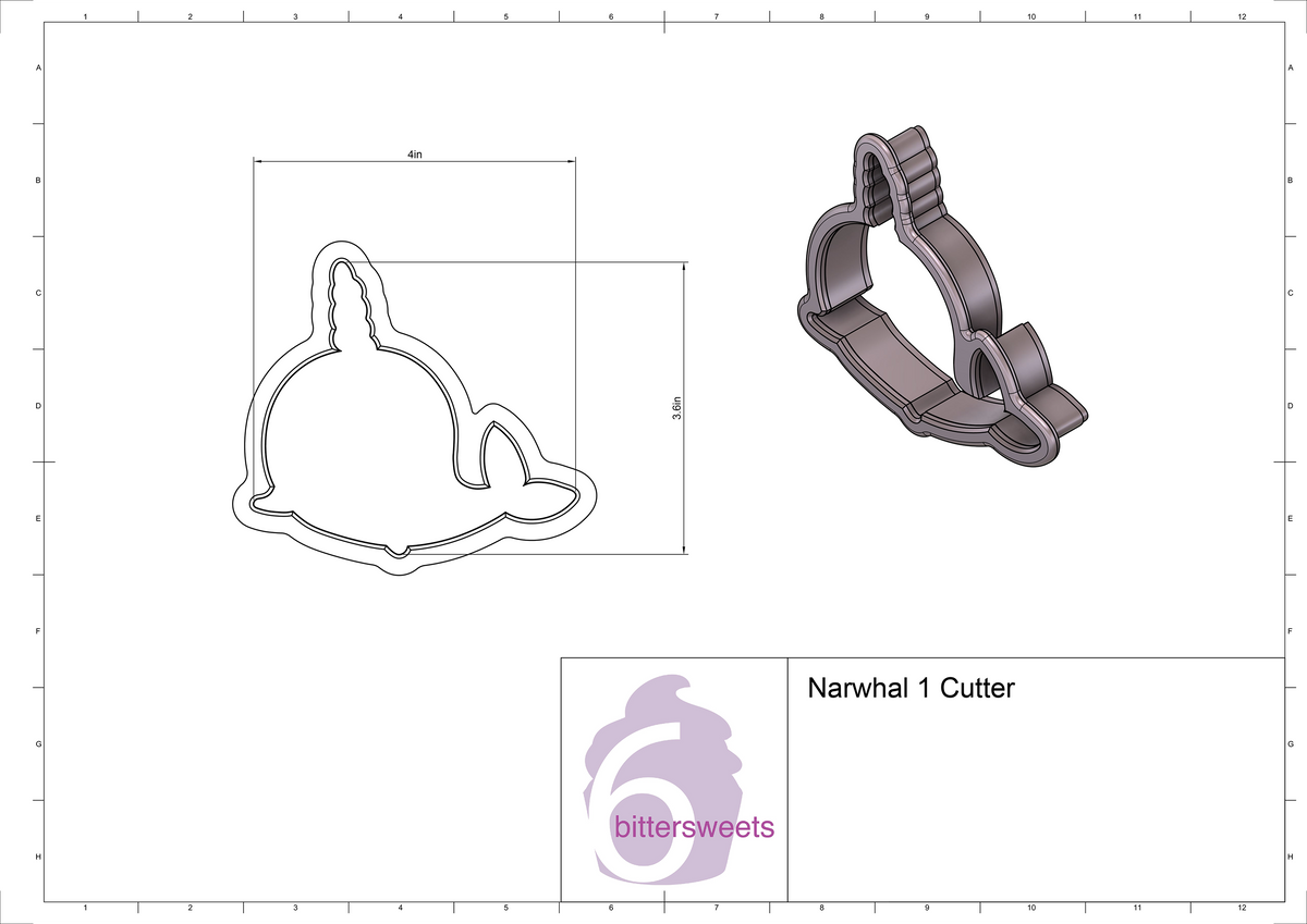 DIGITAL STL Download For Narwhal 1 Cookie Cutter