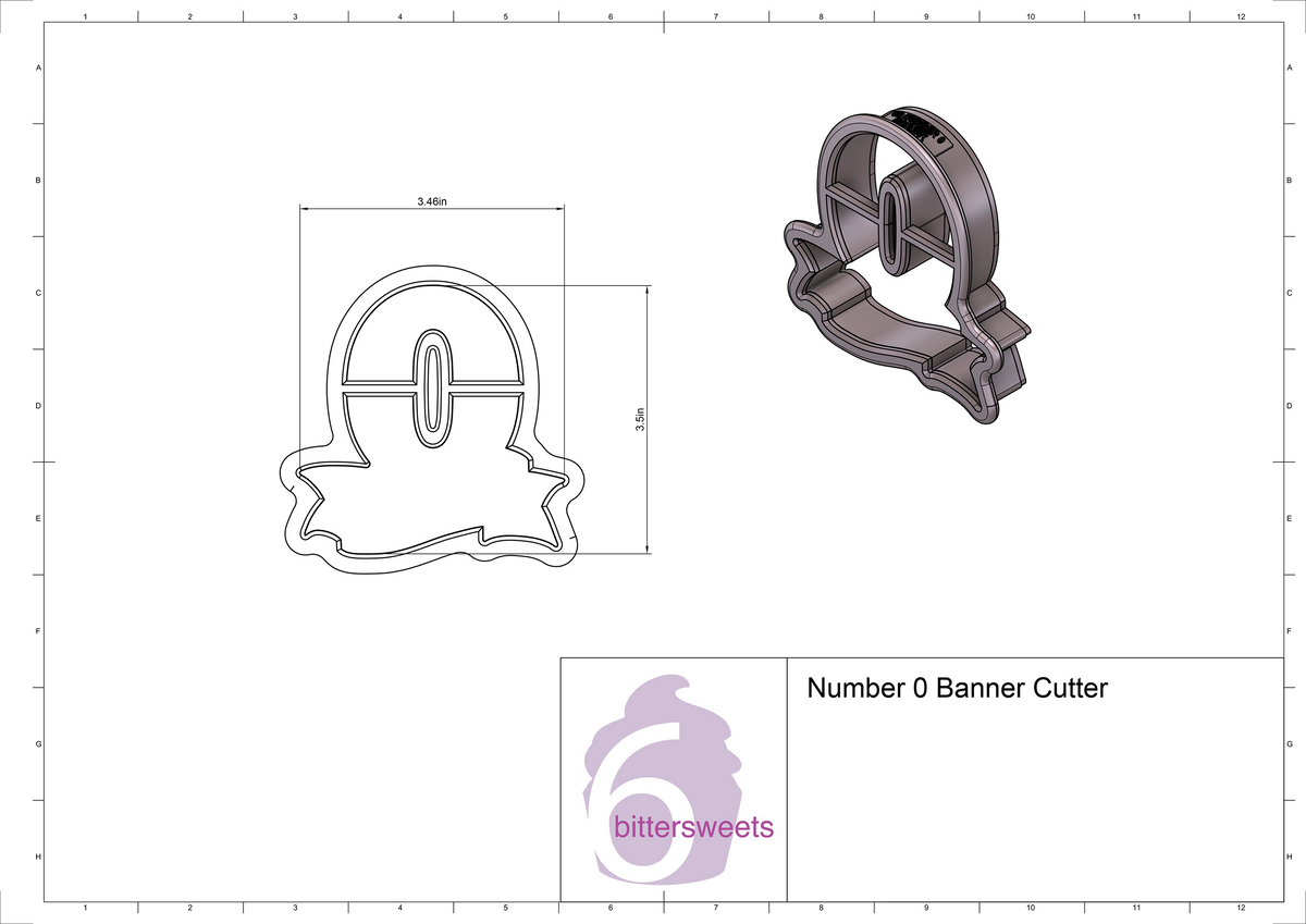 DIGITAL STL Download For Number 0 Banner Cookie Cutter