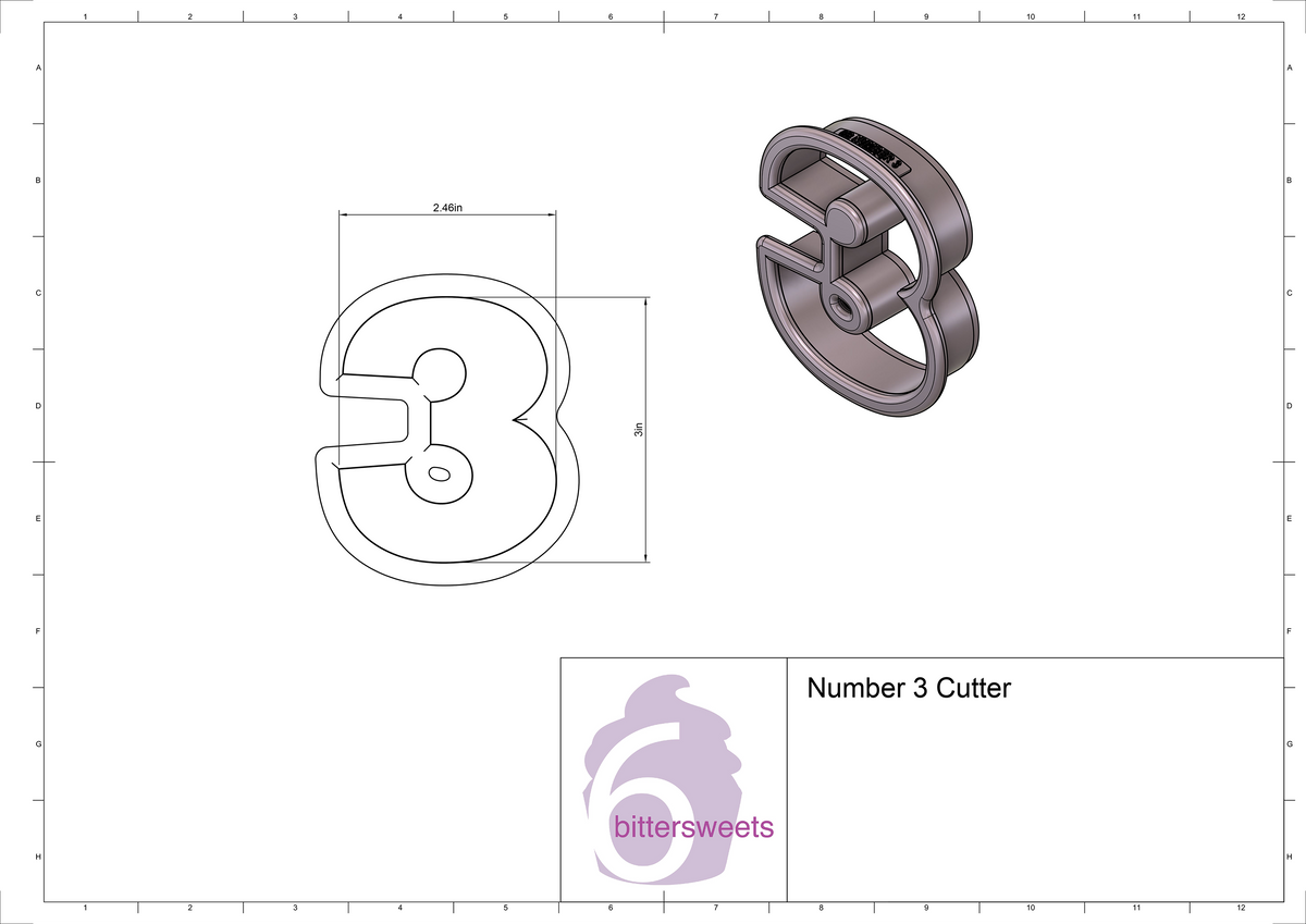 DIGITAL STL Download For Number 3 Cookie Cutter