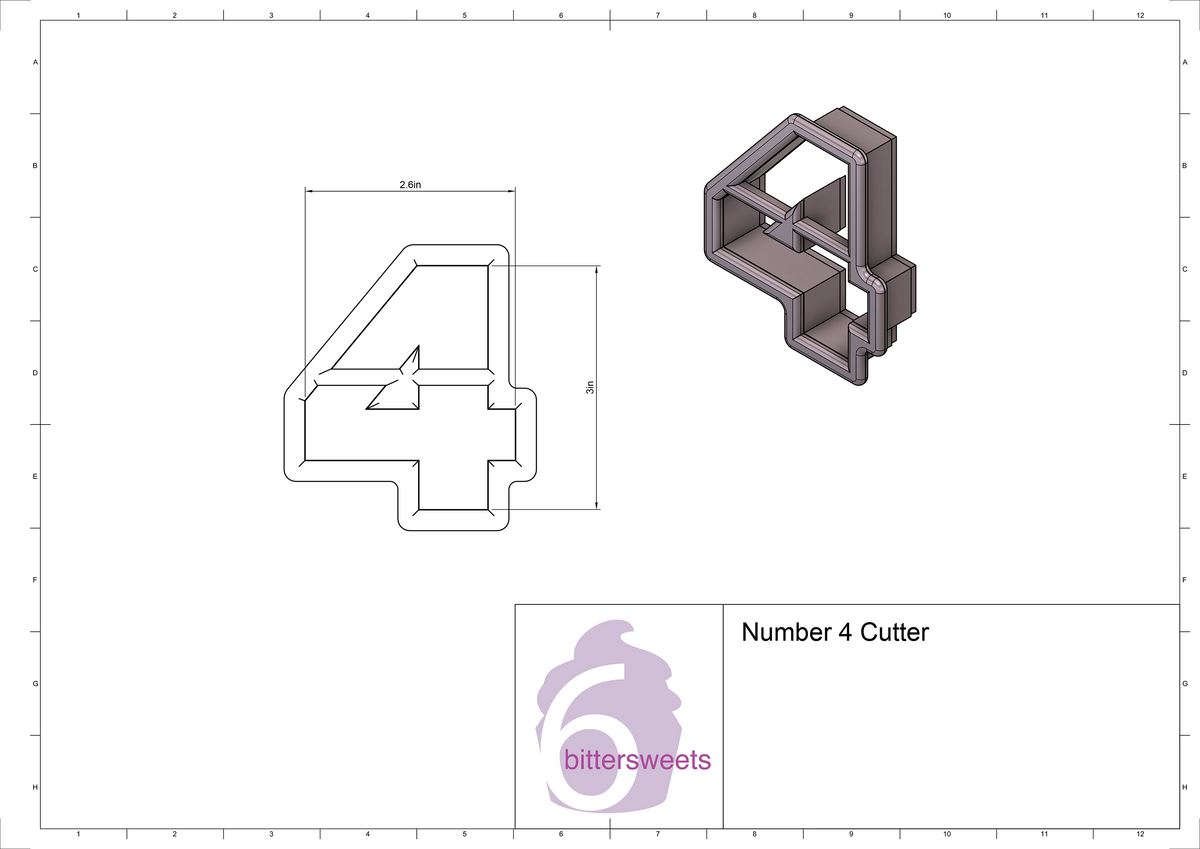 DIGITAL STL Download For Number 4 Cookie Cutter