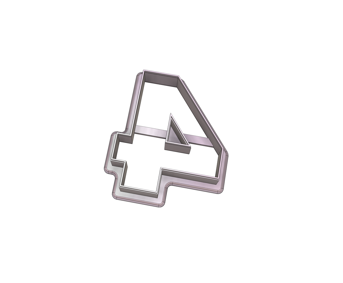 DIGITAL STL Download For Number 4 Cookie Cutter