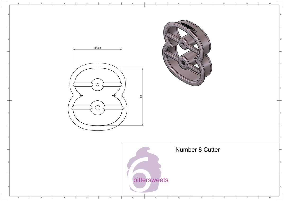DIGITAL STL Download For Number 8 Cookie Cutter