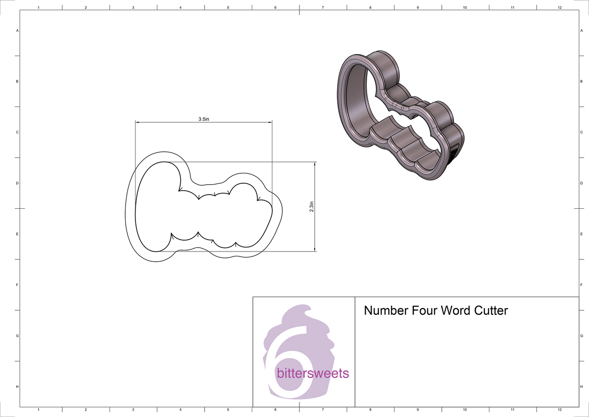 Number Four Word Lettered Cookie Cutter