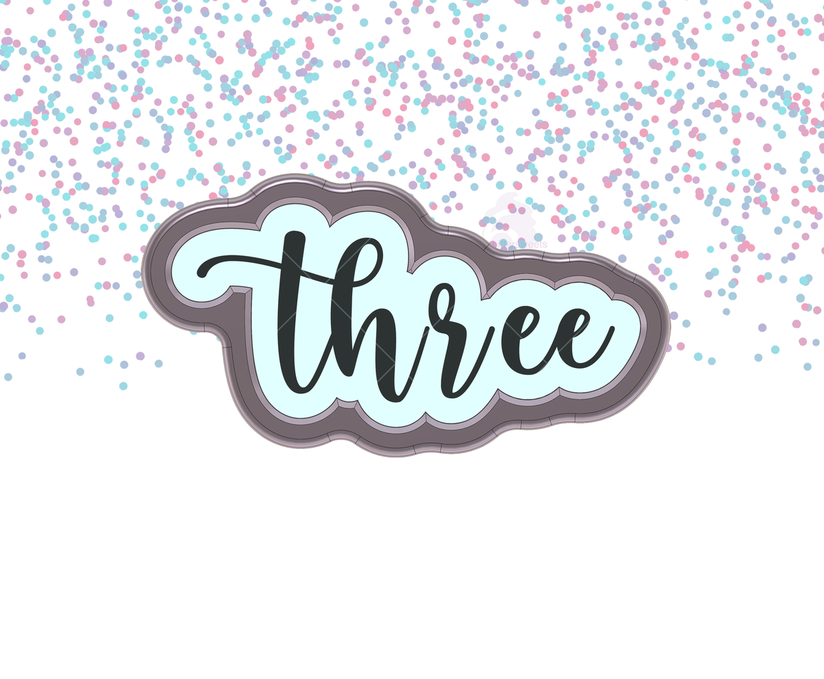 DIGITAL STL Download For Number Three Word Lettered Cookie Cutter