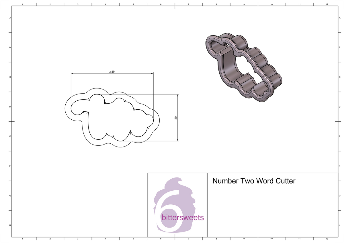 DIGITAL STL Download For Number Two Word Lettered Cookie Cutter