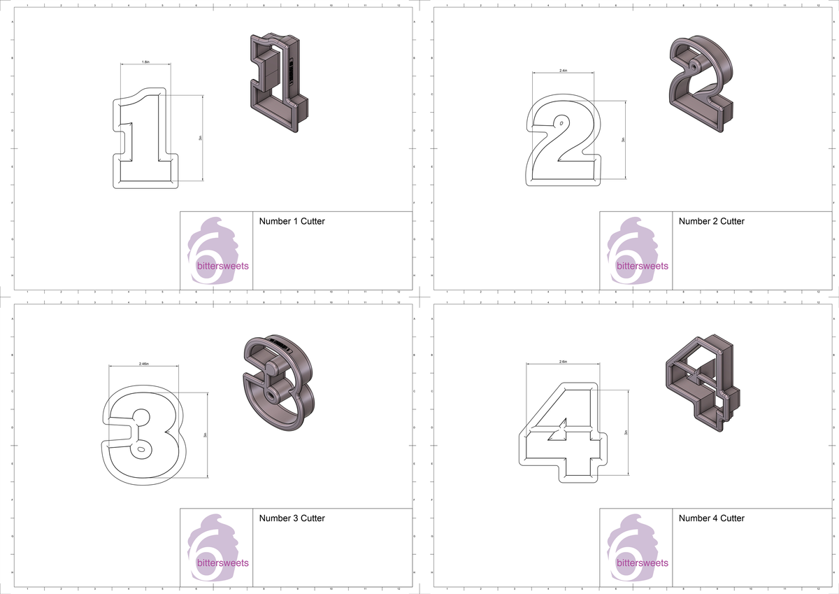 Numbers 1 - 9 Cookie Cutters