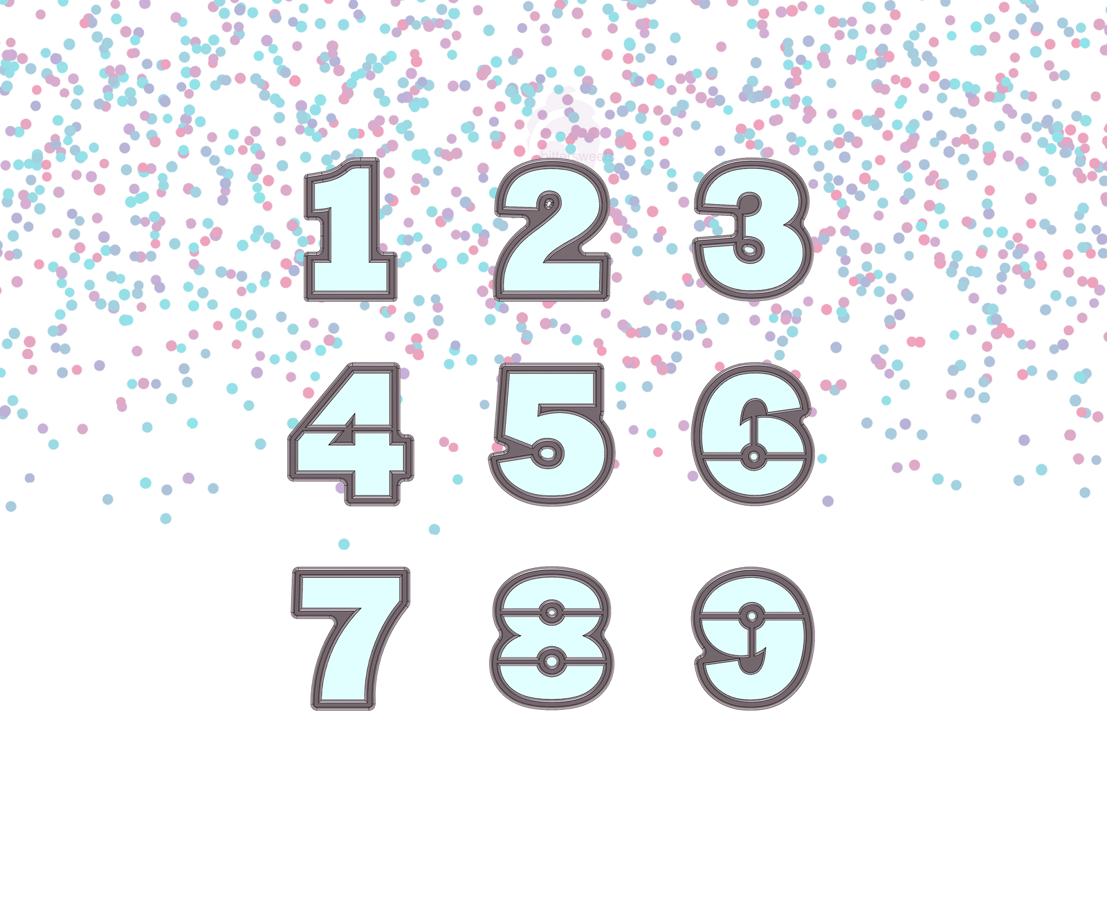 DIGITAL STL Download For Numbers 1 - 9 Cookie Cutters