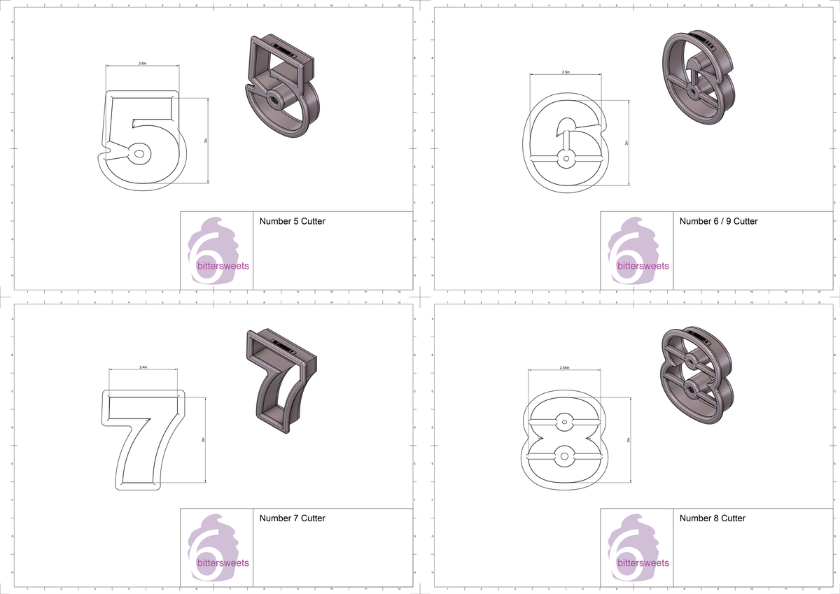 Numbers 1 - 9 Cookie Cutters