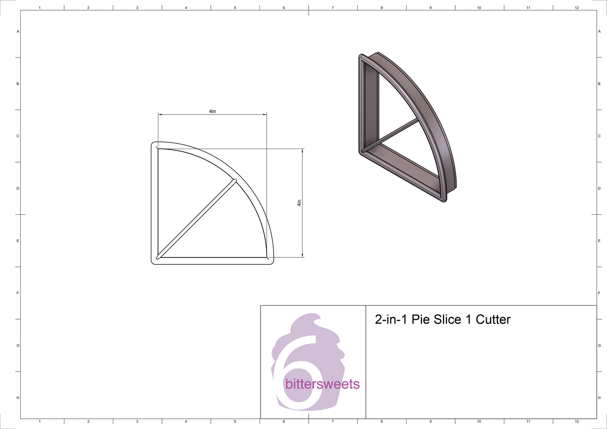 DIGITAL STL Download For 2-in-1 Pie / Pizza Slice 1 Cookie Cutter