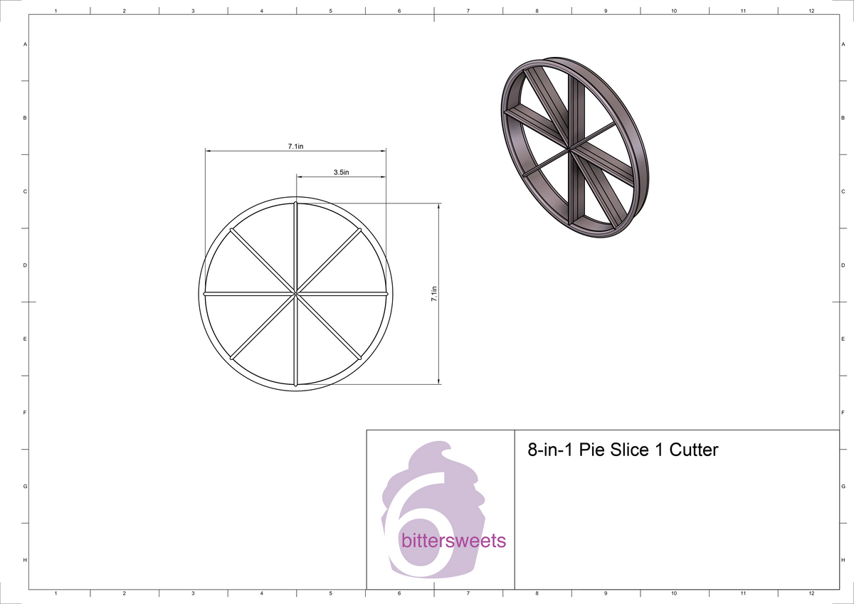 DIGITAL STL Download For 8-in-1 Pie / Pizza Slice 1 Cookie Cutter