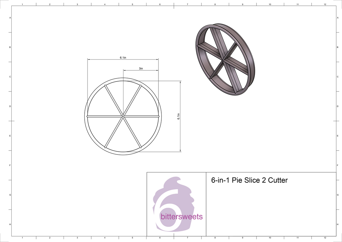 6-in-1 Pie / Pizza Slice 2 Cookie Cutter